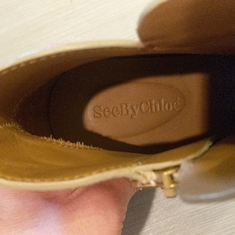 See by Chloe Light Beige  Suede Boots, Wooden Heel - Picture 4 of 7